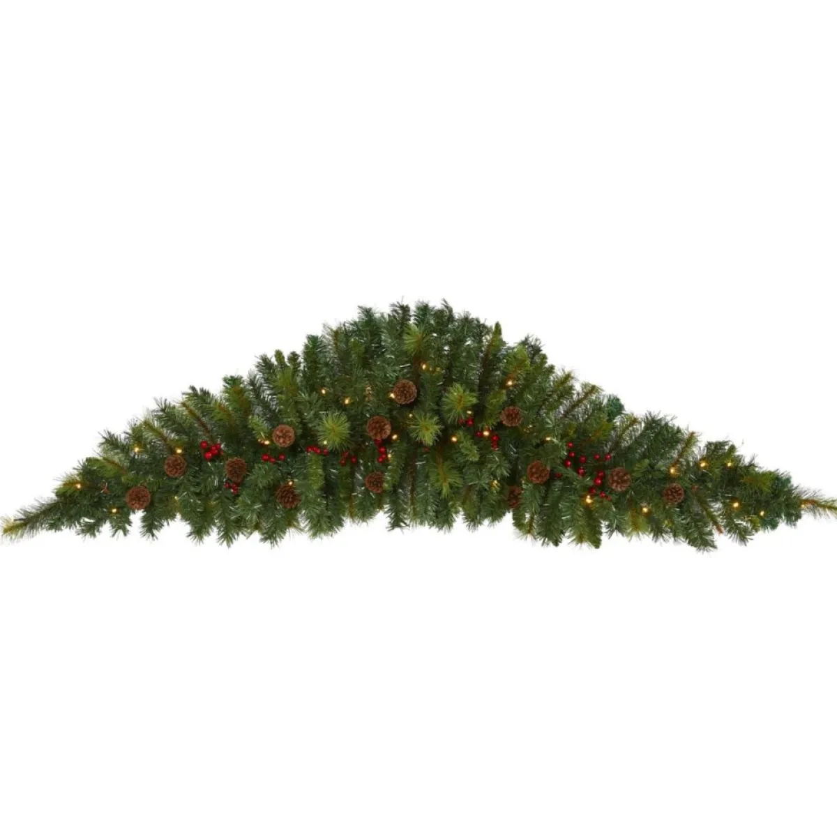 Nearly Natural 6' Artificial Christmas Swag With 50 Led Lights, Berries And Pine Cones Discount