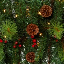 Nearly Natural 6' Artificial Christmas Swag With 50 Led Lights, Berries And Pine Cones Discount