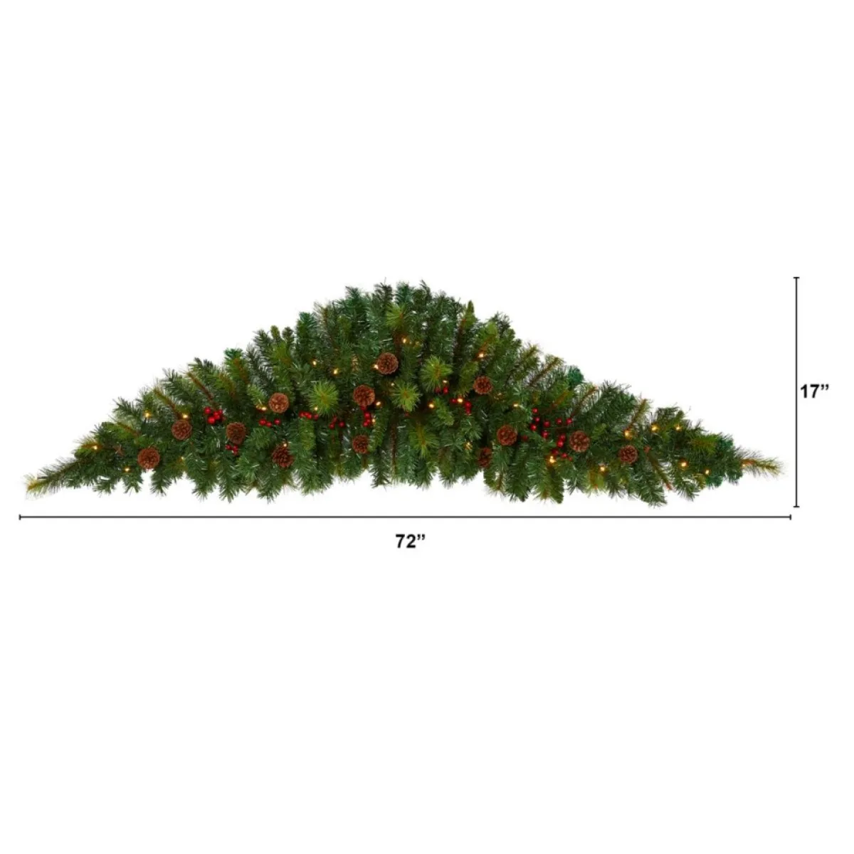 Nearly Natural 6' Artificial Christmas Swag With 50 Led Lights, Berries And Pine Cones Discount