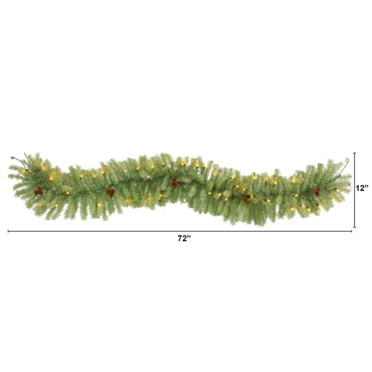 Nearly Natural 6' Christmas Pine Artificial Garland With 50 Warm White Led Lights And Pine Cones Outlet
