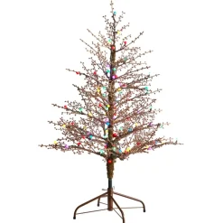 Nearly Natural 4' Frosted Berry Twig Christmas Tree With 100 Lights Sale