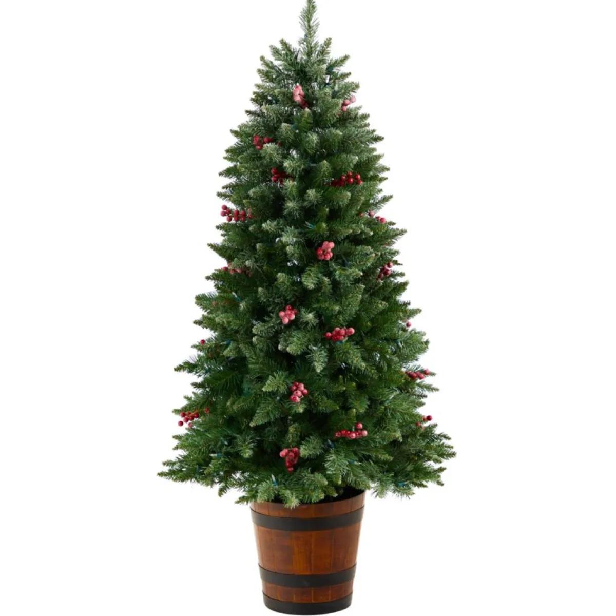 Nearly Natural 5' Frosted Pre-Lit Porch Christmas Tree With 200 Led Lights Online
