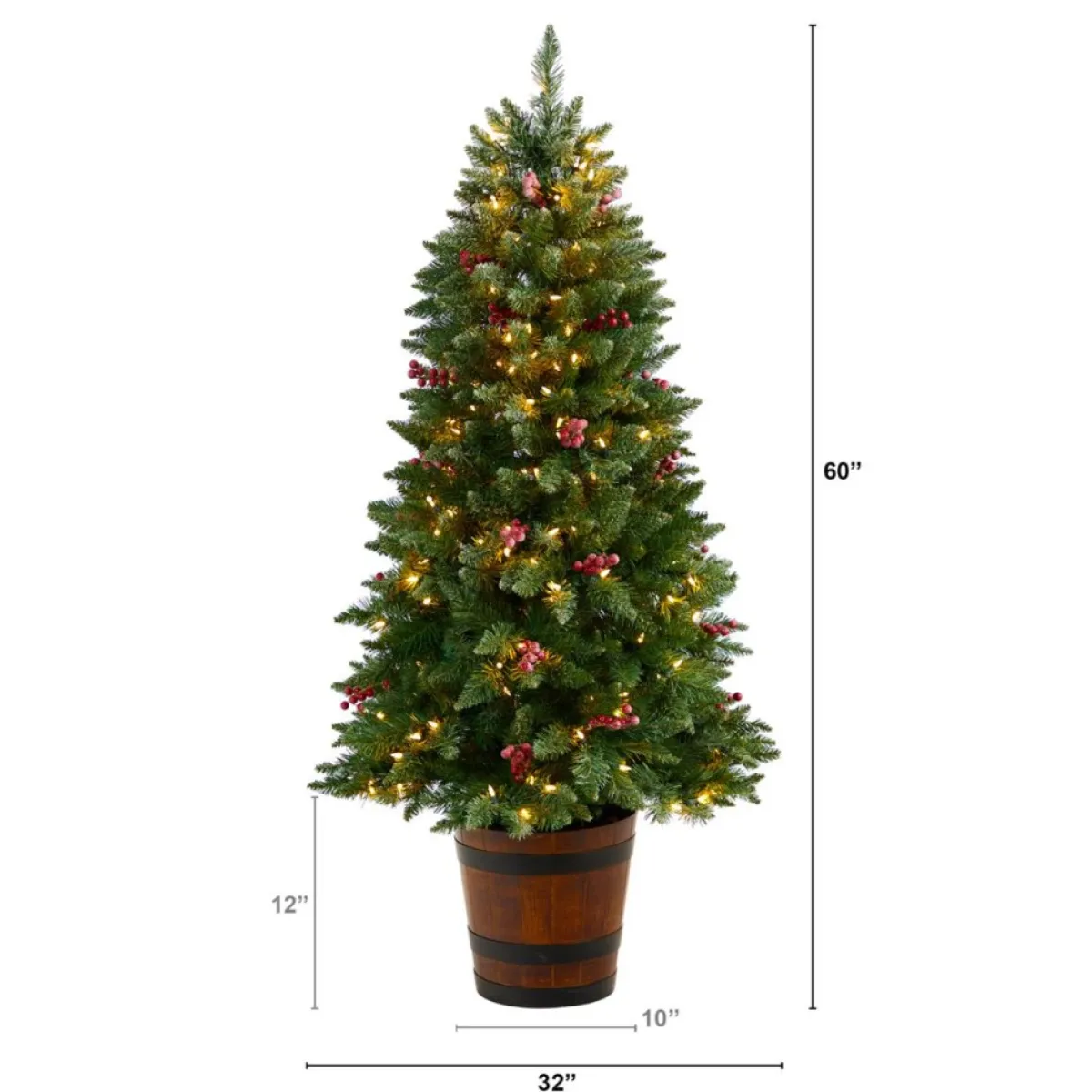 Nearly Natural 5' Frosted Pre-Lit Porch Christmas Tree With 200 Led Lights Online