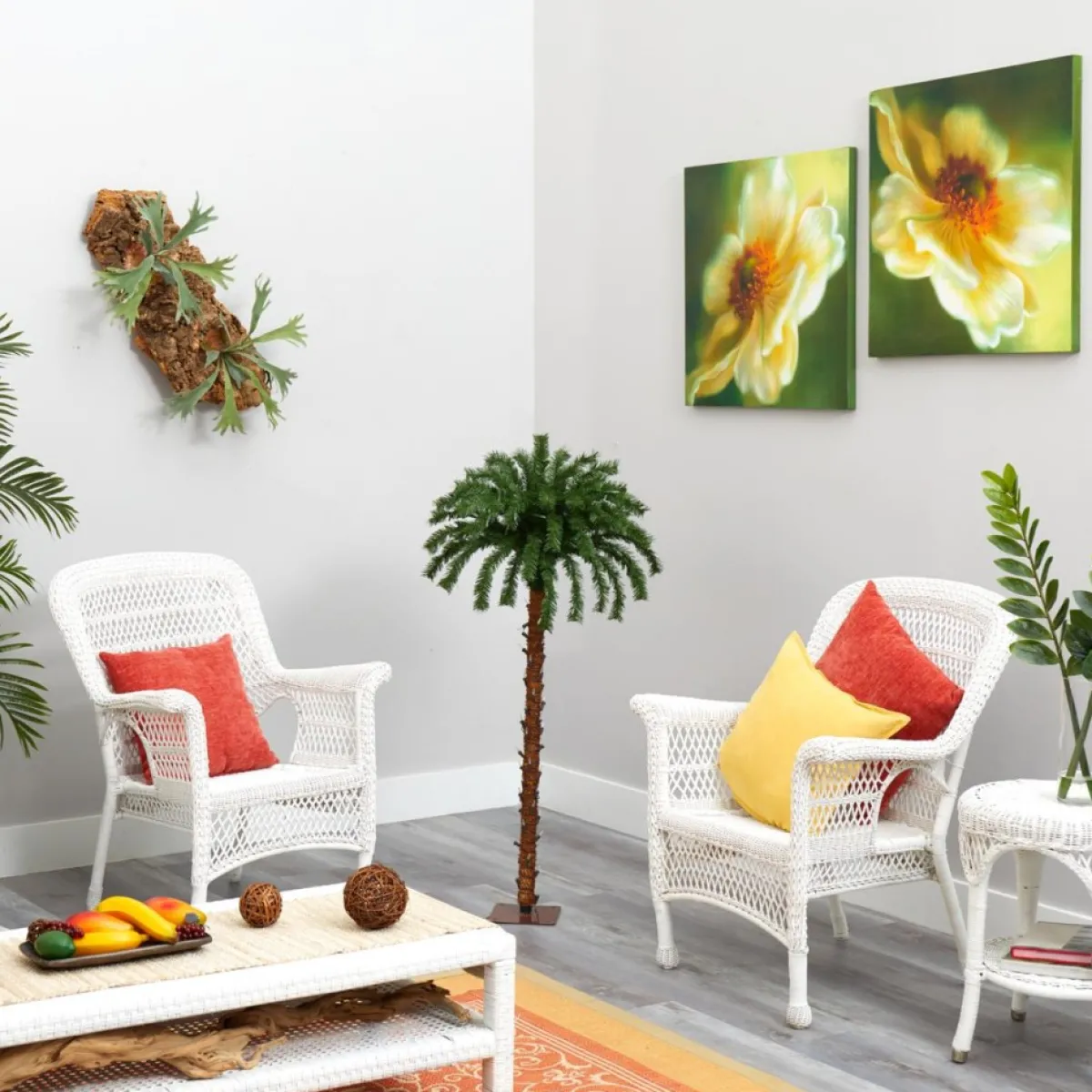 Nearly Natural 4 Ft. Christmas Palm Artificial Tree With 150 Warm White Led Lights New