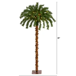 Nearly Natural 4 Ft. Christmas Palm Artificial Tree With 150 Warm White Led Lights New