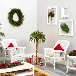 Nearly Natural 4 Ft. Christmas Palm Artificial Tree With 150 Warm White Led Lights New