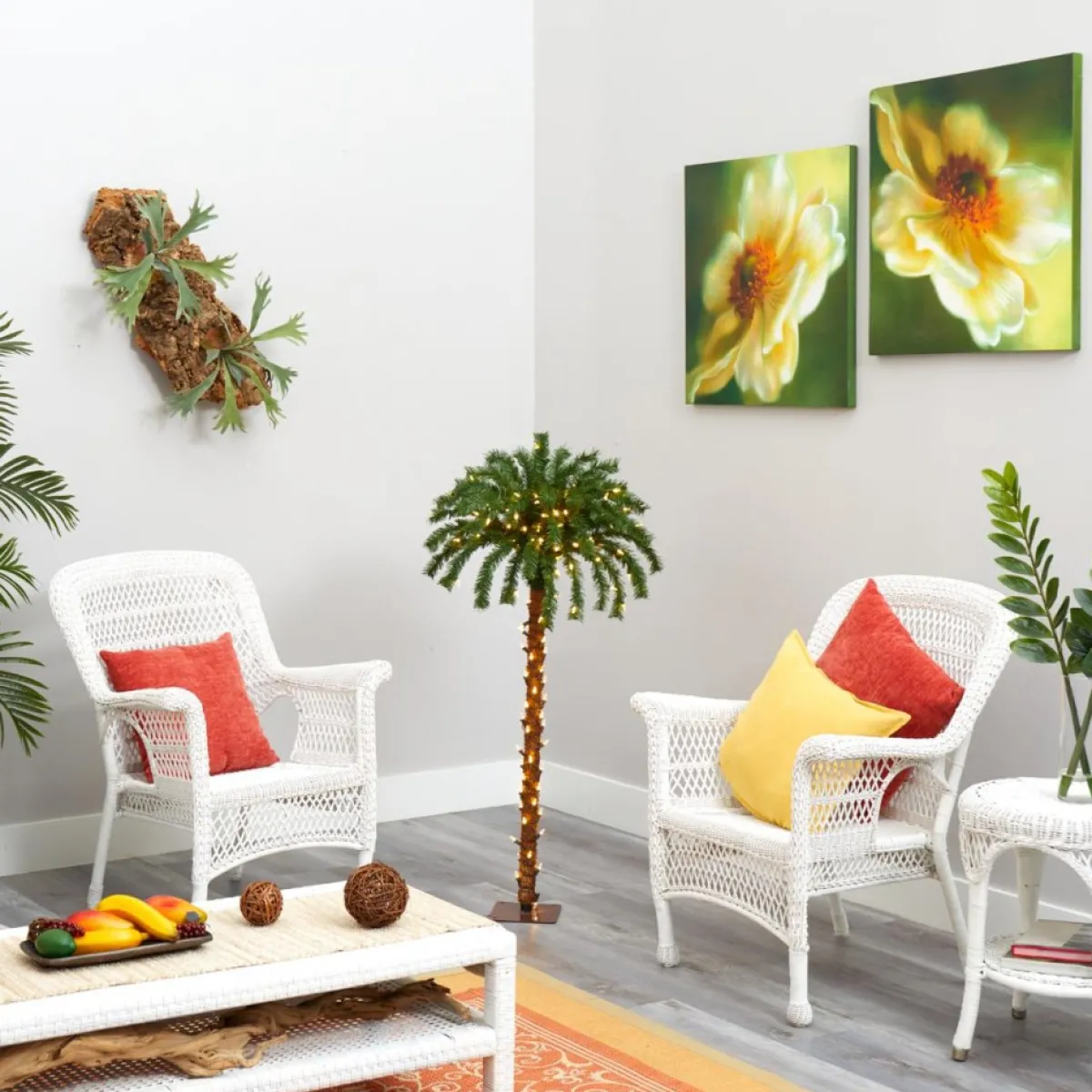 Nearly Natural 4 Ft. Christmas Palm Artificial Tree With 150 Warm White Led Lights New