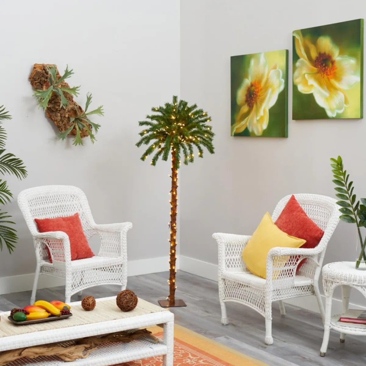 Nearly Natural 5 Ft. Christmas Palm Artificial Tree With 150 Warm White Led Lights