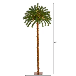 Nearly Natural 5 Ft. Christmas Palm Artificial Tree With 150 Warm White Led Lights