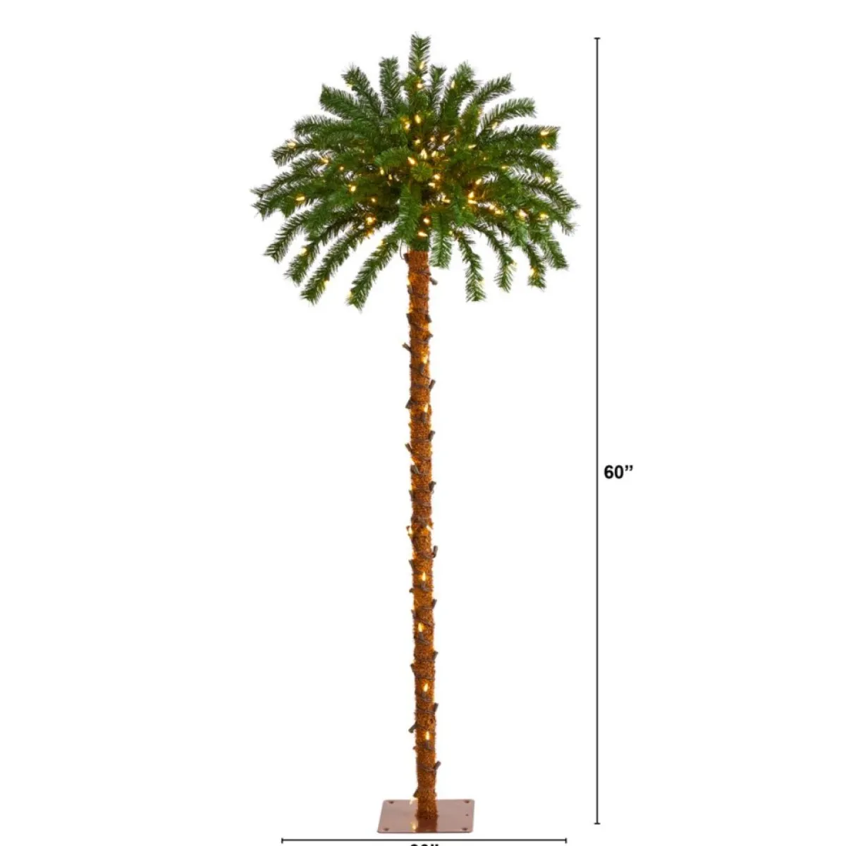 Nearly Natural 5 Ft. Christmas Palm Artificial Tree With 150 Warm White Led Lights