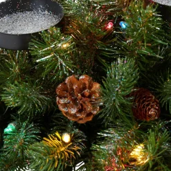 Nearly Natural 30 In. Flocked And Glittered Artificial Christmas Triple Candelabrum With 35 Multicolored Lights And Online