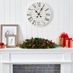 Nearly Natural 30 In. Flocked And Glittered Artificial Christmas Triple Candelabrum With 35 Multicolored Lights And Online