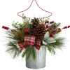 Nearly Natural 17" Pinecone And Berries Christmas With Decorative Metal Vase Best