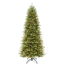 Puleo International 12' Slim Franklin Fir Artificial Christmas Tree - 1200 Clear Lights Hot