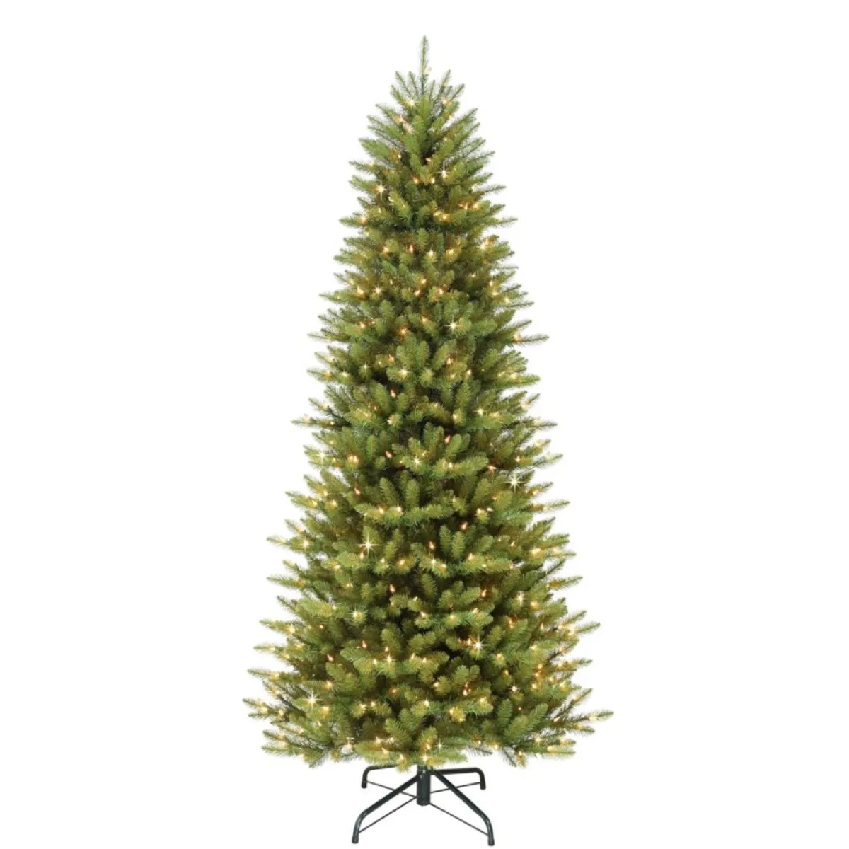 Puleo International 12' Slim Franklin Fir Artificial Christmas Tree - 1200 Clear Lights Hot