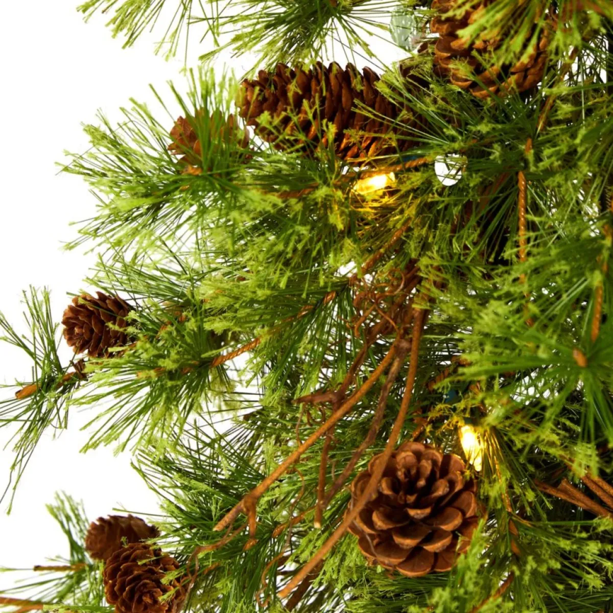 Nearly Natural 4' Wyoming Alpine Artificial Christmas Tree With 50 Clear Multifunction Led Lights And Pine Cones On Clearance