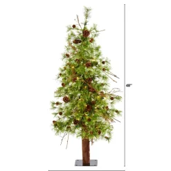 Nearly Natural 4' Wyoming Alpine Artificial Christmas Tree With 50 Clear Multifunction Led Lights And Pine Cones On Clearance