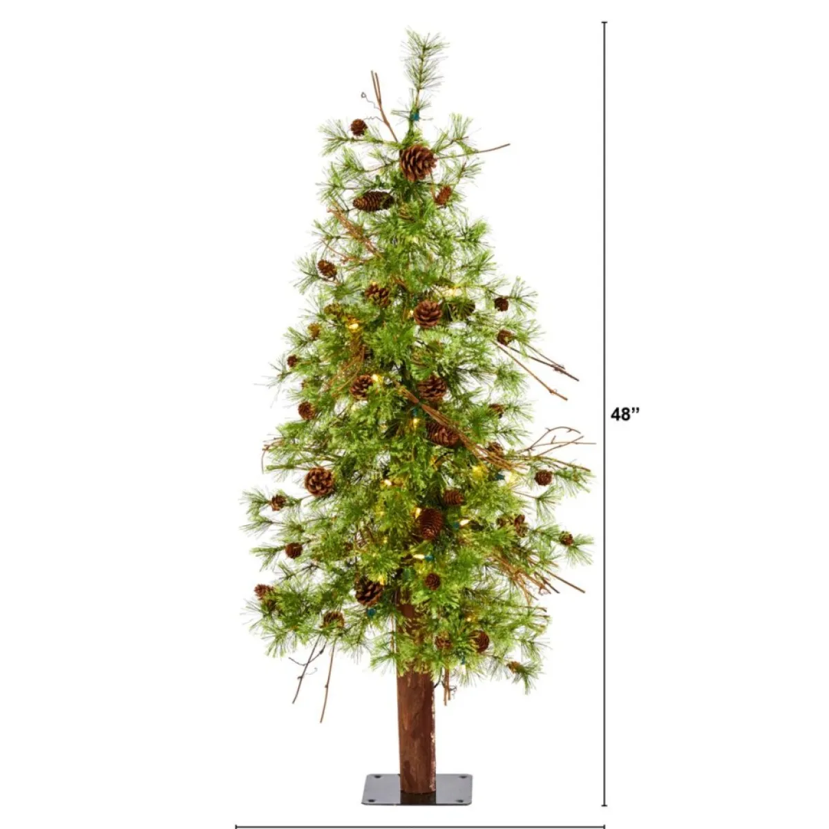 Nearly Natural 4' Wyoming Alpine Artificial Christmas Tree With 50 Clear Multifunction Led Lights And Pine Cones On Clearance