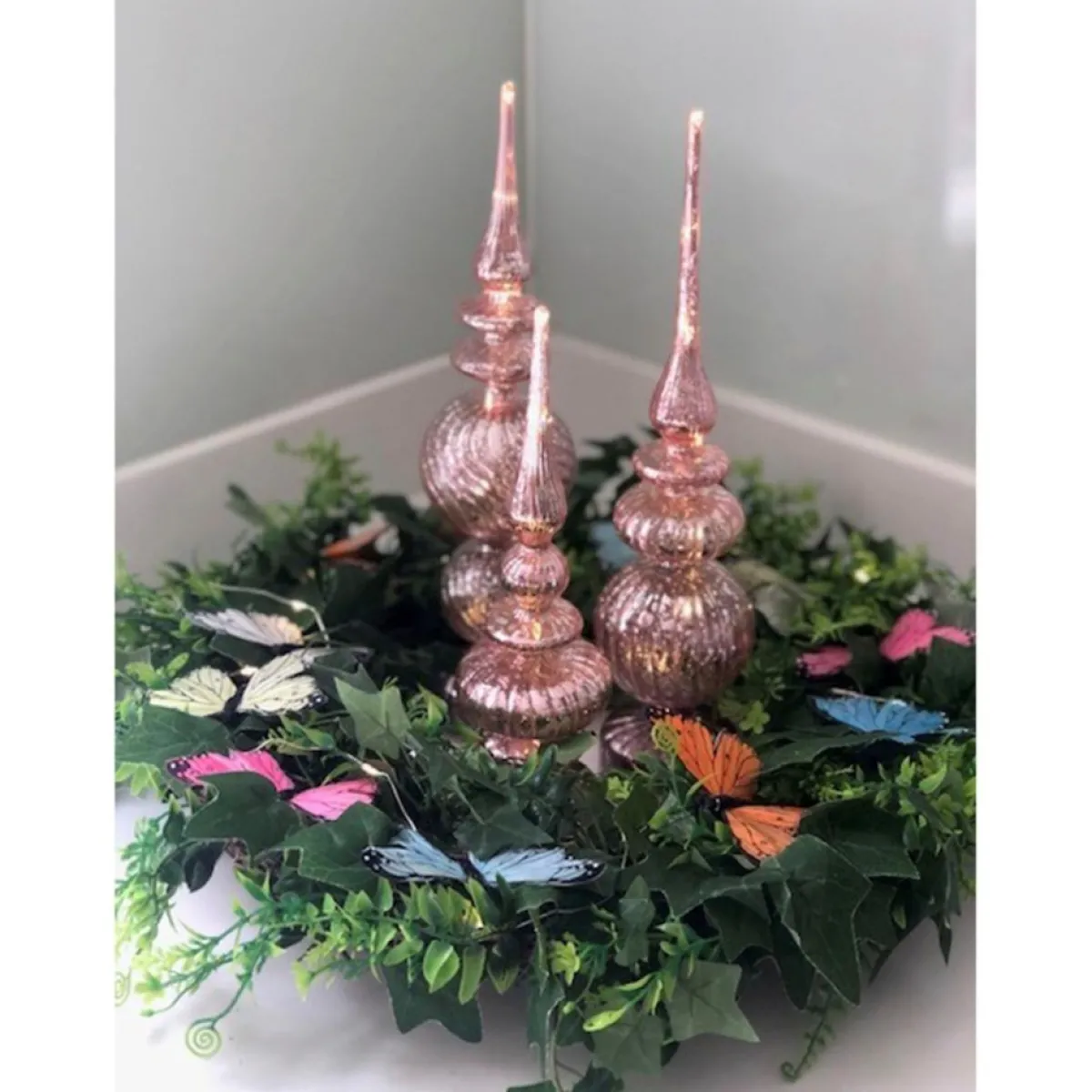 Alison at Home Illuminated Glass Finials With Timers 3-Piece Set Red Plum Discount