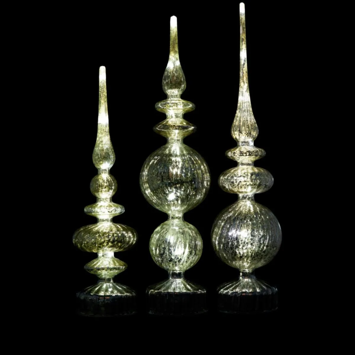 Alison at Home Illuminated Glass Finials With Timers 3-Piece Set Red Plum Discount