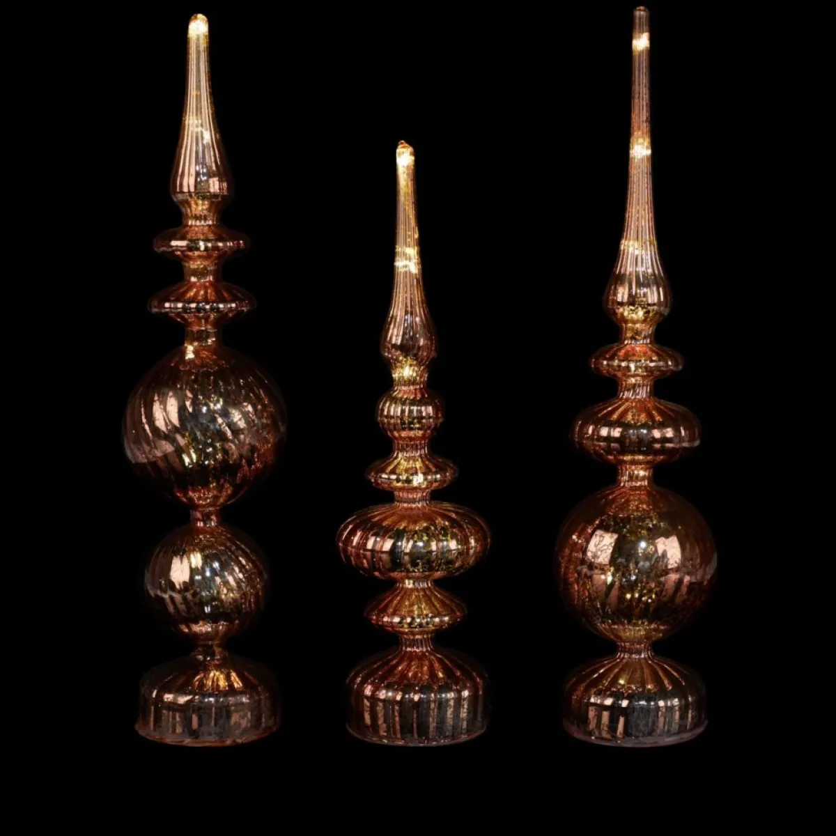 Alison at Home Illuminated Glass Finials With Timers 3-Piece Set Red Plum Discount