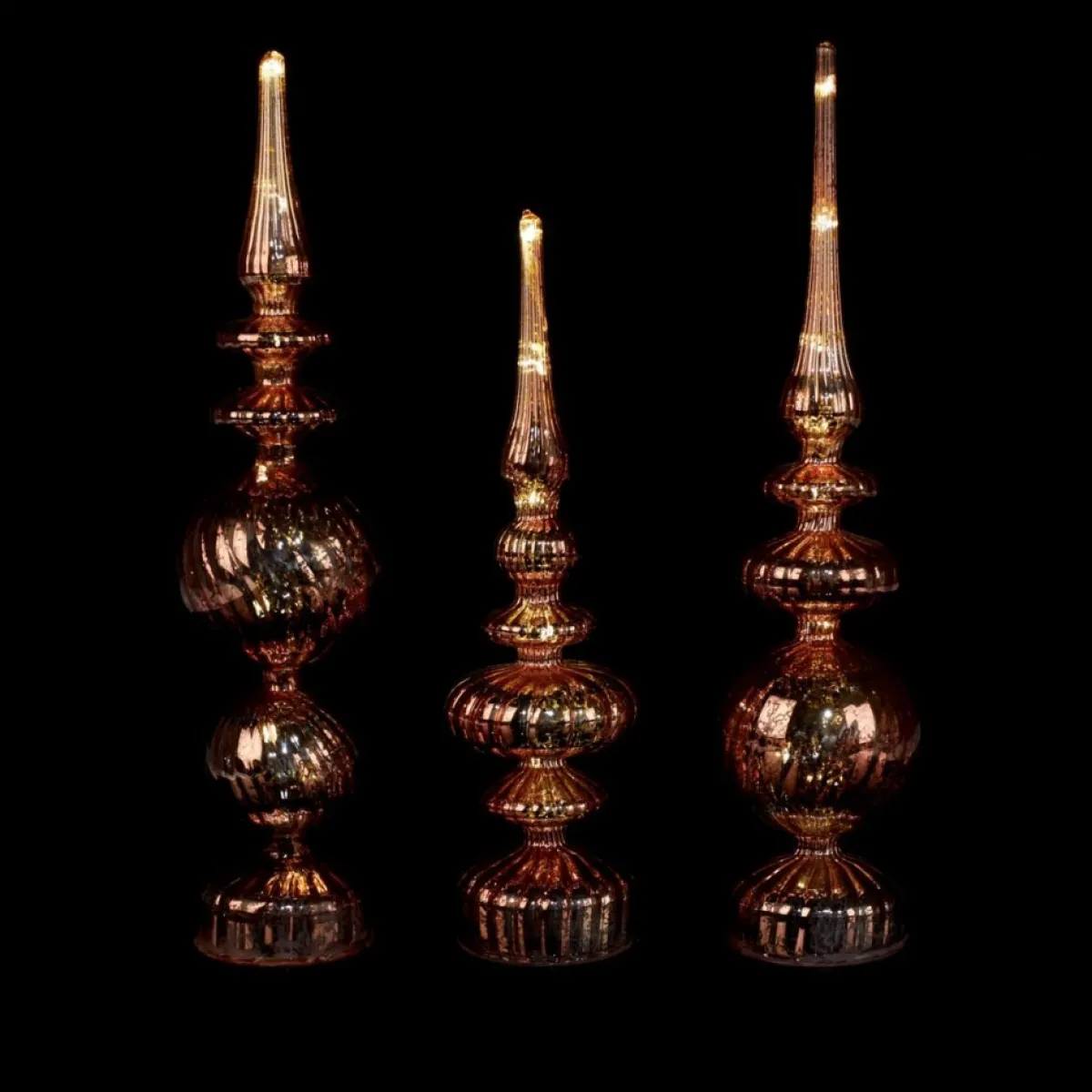 Alison at Home Illuminated Glass Finials With Timers 3-Piece Set Red Plum Discount