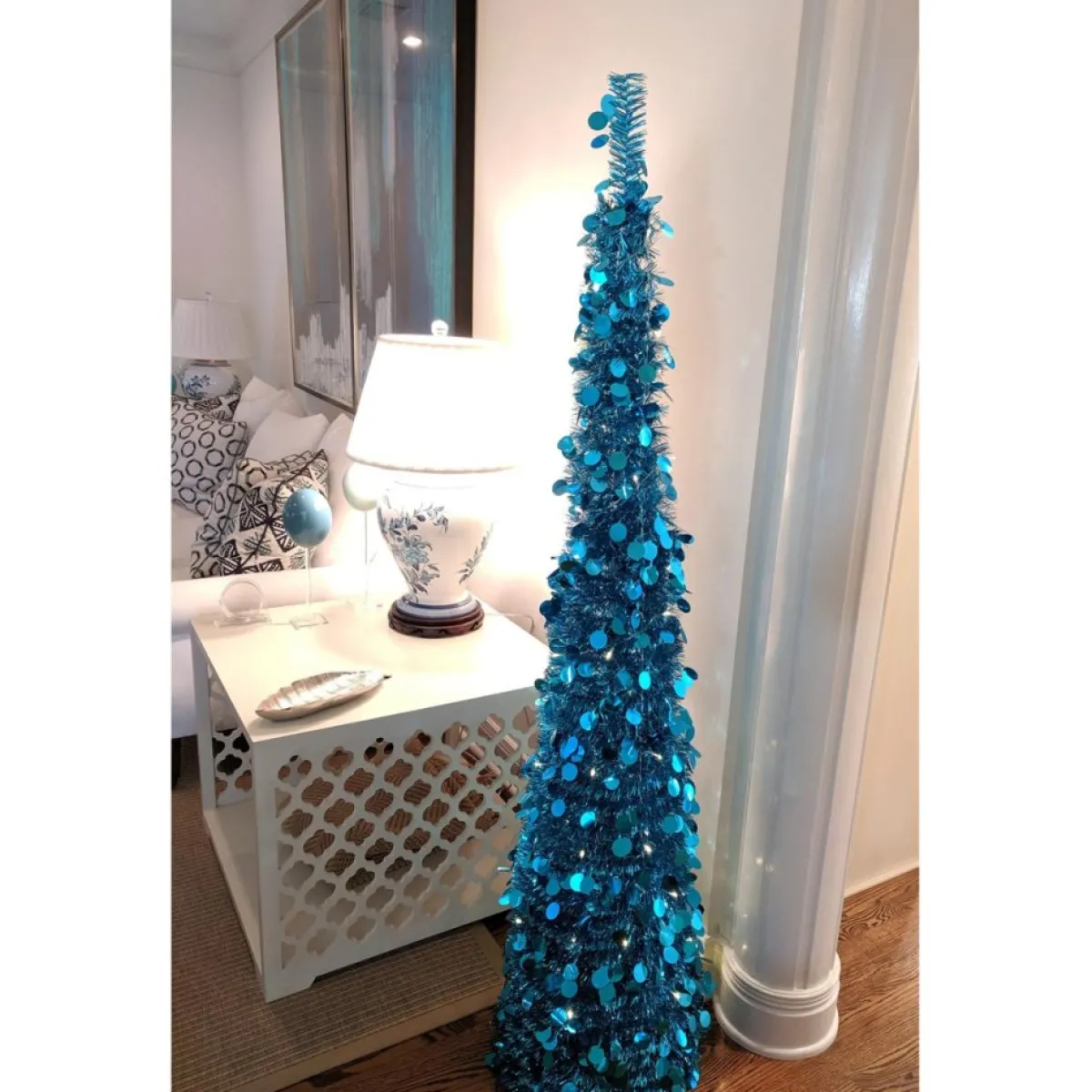 Winter Lane As Is 6' Illuminated Slim Tinsel Pop-Up Christmas Tree Black Online