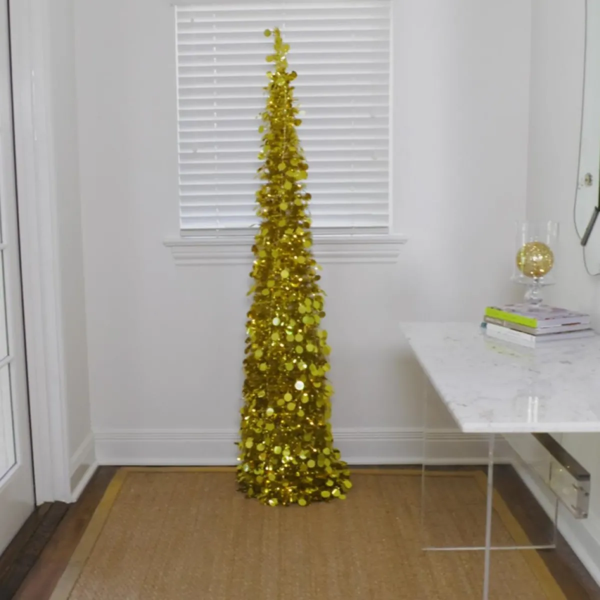 Winter Lane As Is 6' Illuminated Slim Tinsel Pop-Up Christmas Tree Black Online