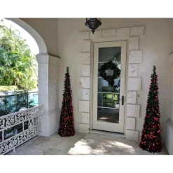 Winter Lane As Is 6' Illuminated Slim Tinsel Pop-Up Christmas Tree Black Online