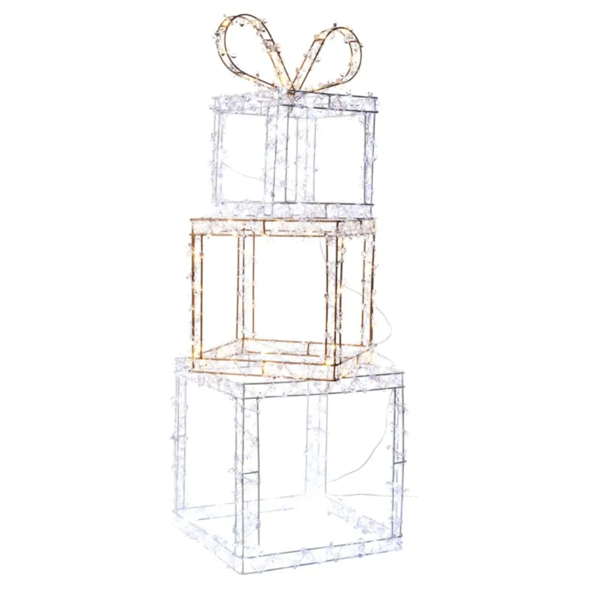 august & leo Faux Jeweled Led Metal Gift Boxes With Stakes Discount