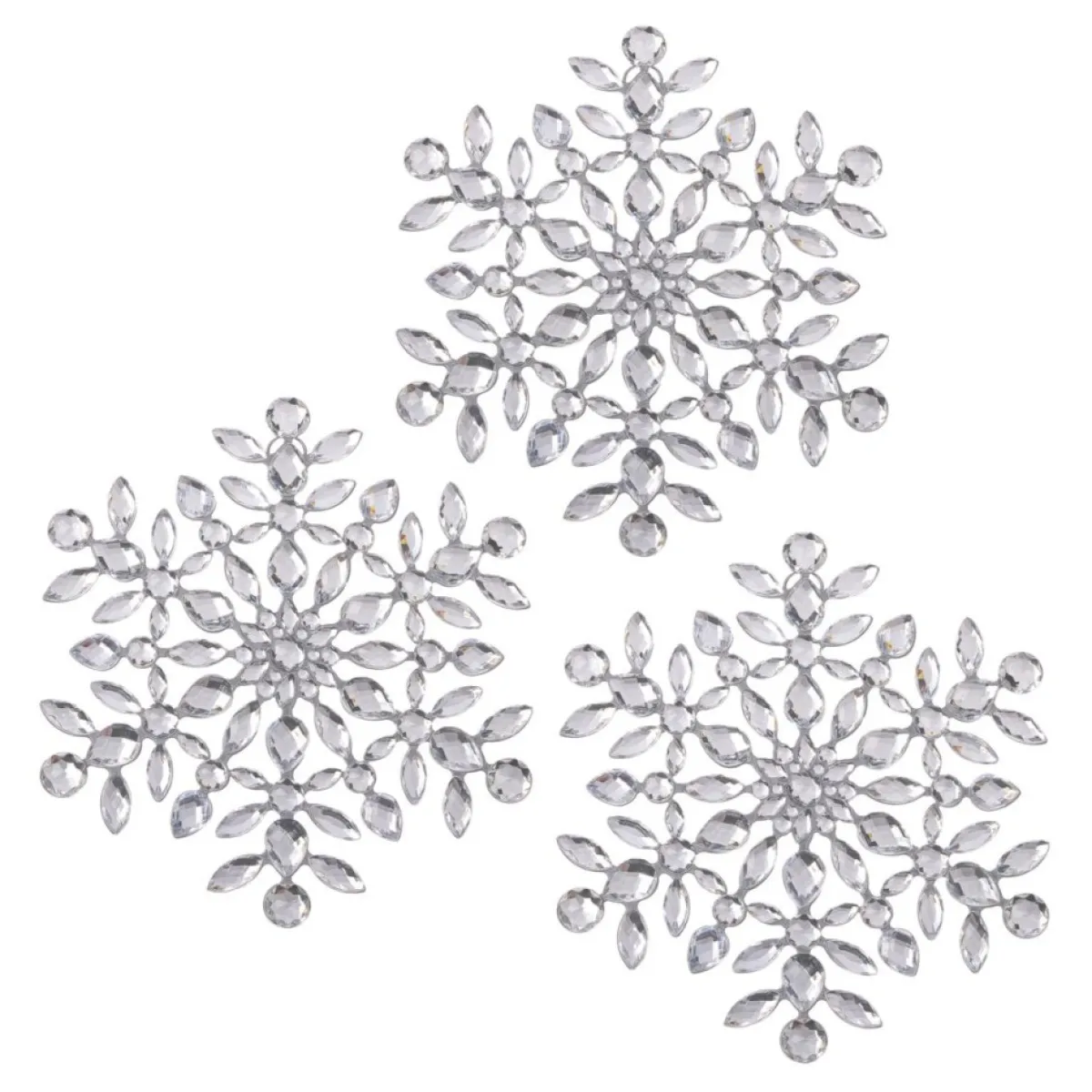 august & leo Mini Jeweled Snowflakes Set Of 3 New