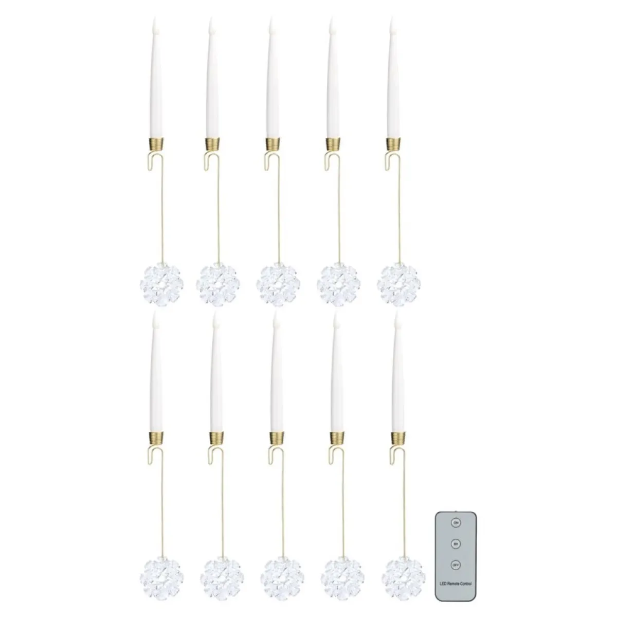 august & leo 10-Piece Jeweled Snowflake Tree Taper Candles W/ Remote Best