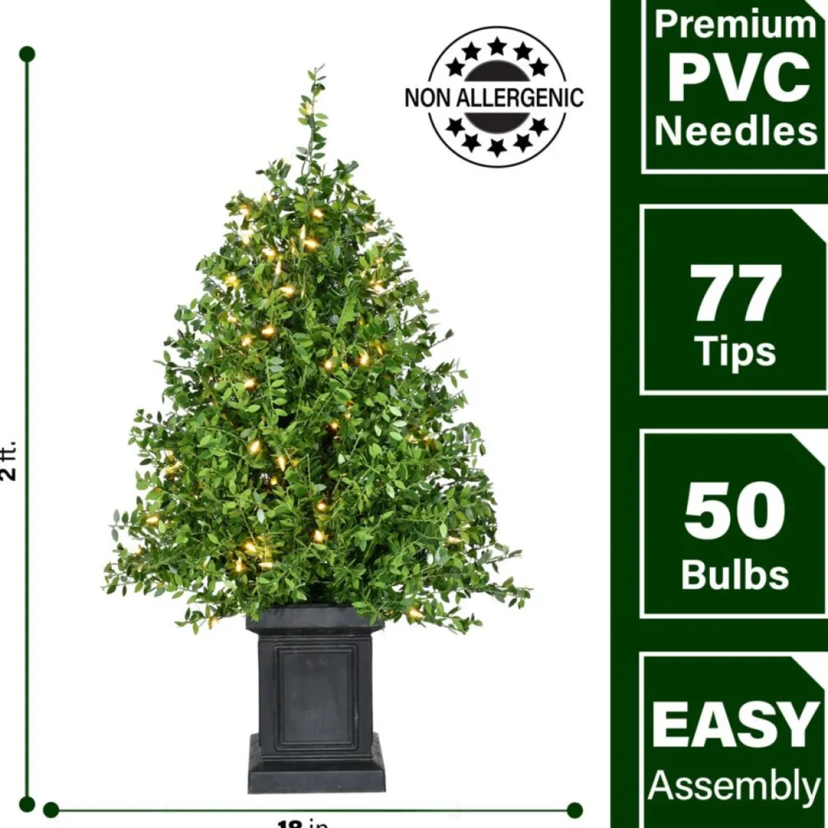 Fraser Hill Farm Boxwood Porch Tree In Black Pot With Warm White Lights, Set Of 2 Best