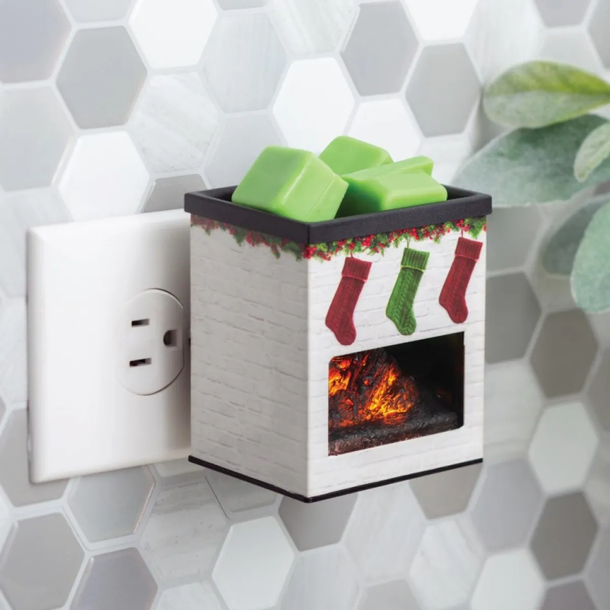 Candle Warmers Etc Holiday Fireplace Pluggable Fragrance Warmer New