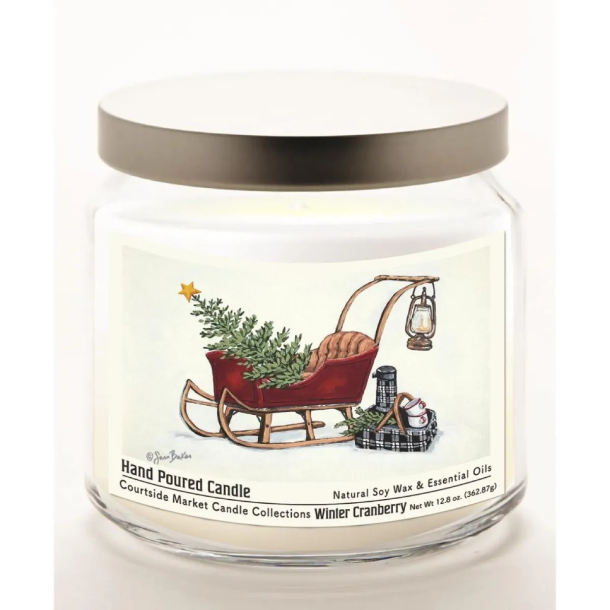 Courtside Market Believe Wax Candle In Glass Jar With Silver Lid