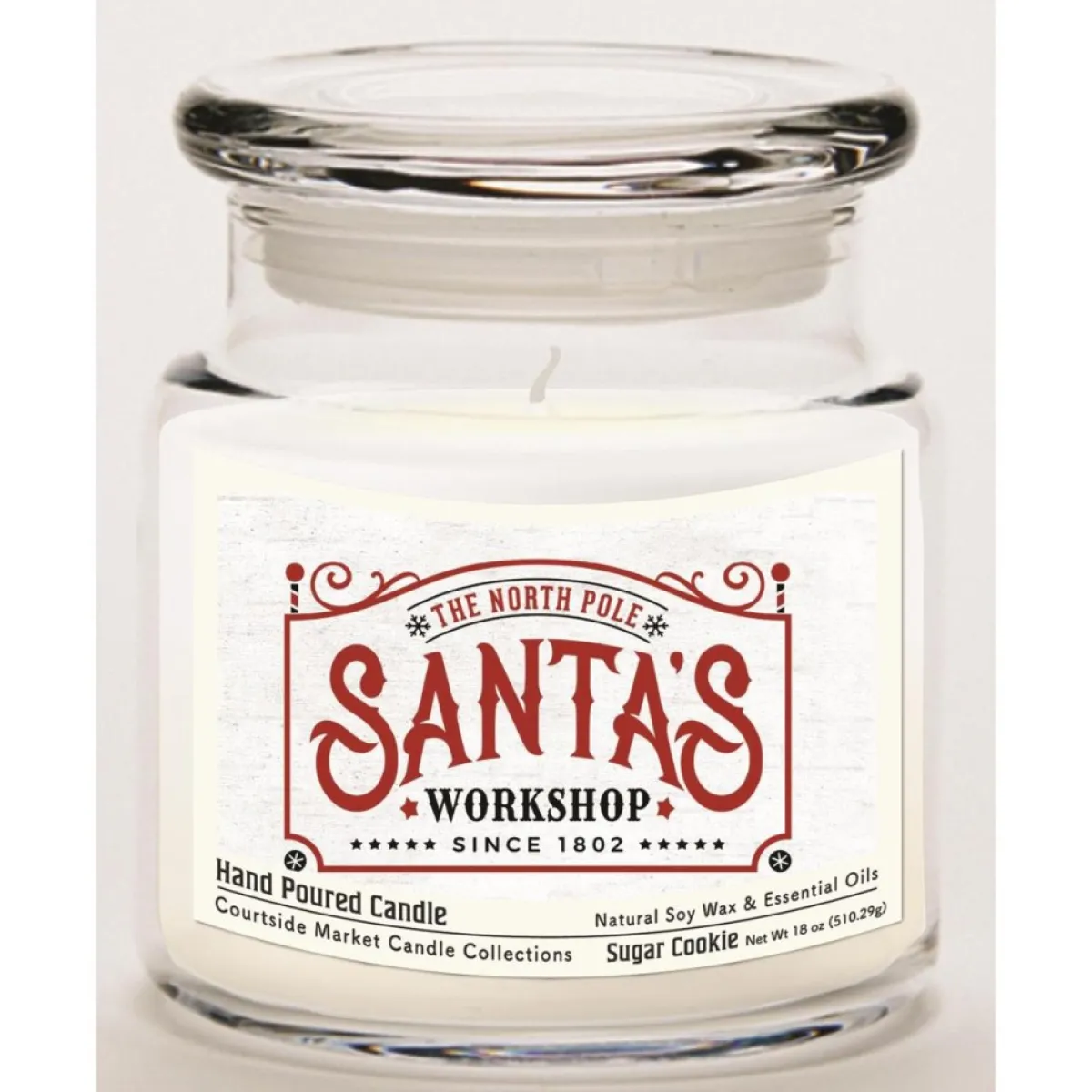 Courtside Market Candle With Essential Oils + Lid - Santa's Workshop Hot