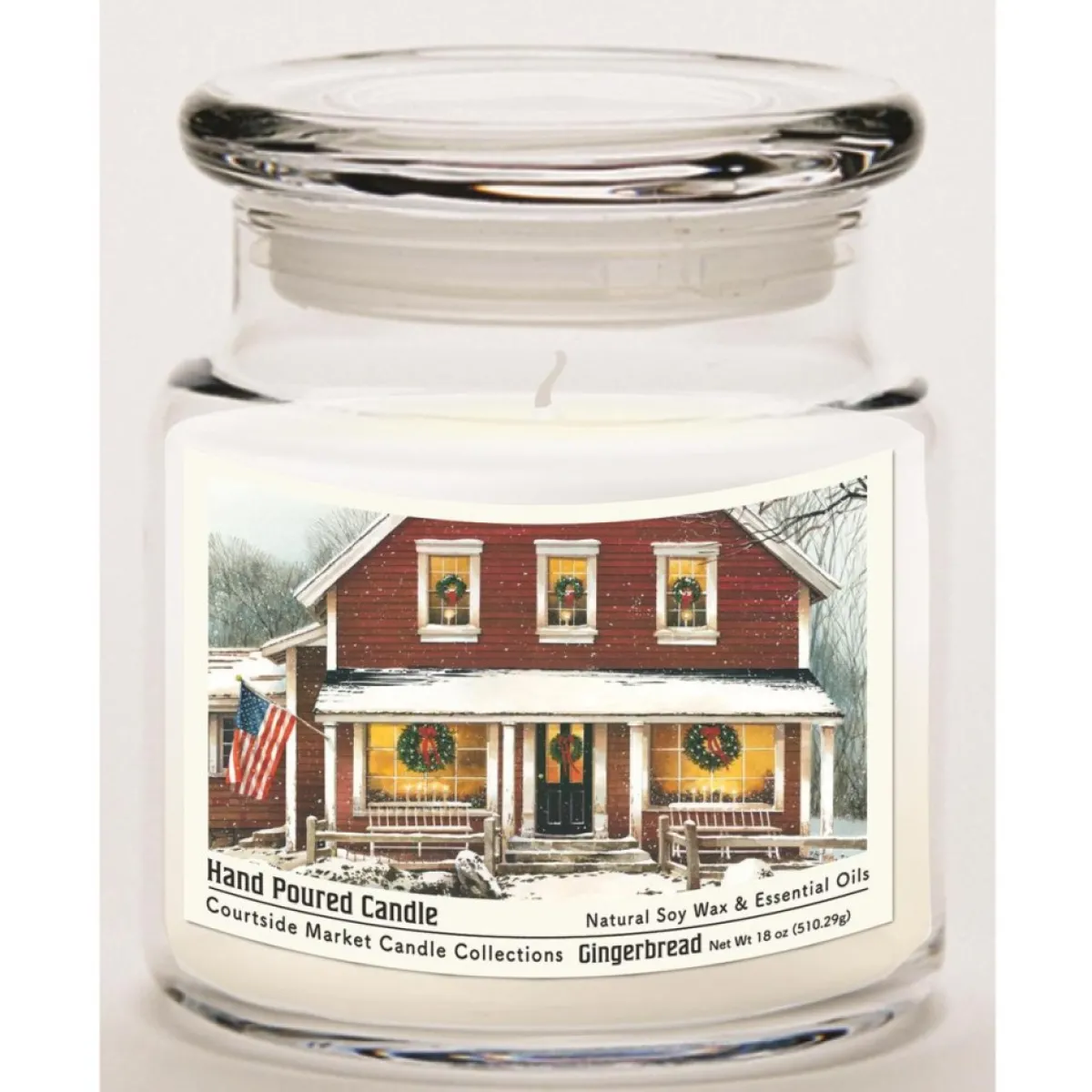 Courtside Market Candle W/ Essential Oils + Lid - Christmas Farmhouse