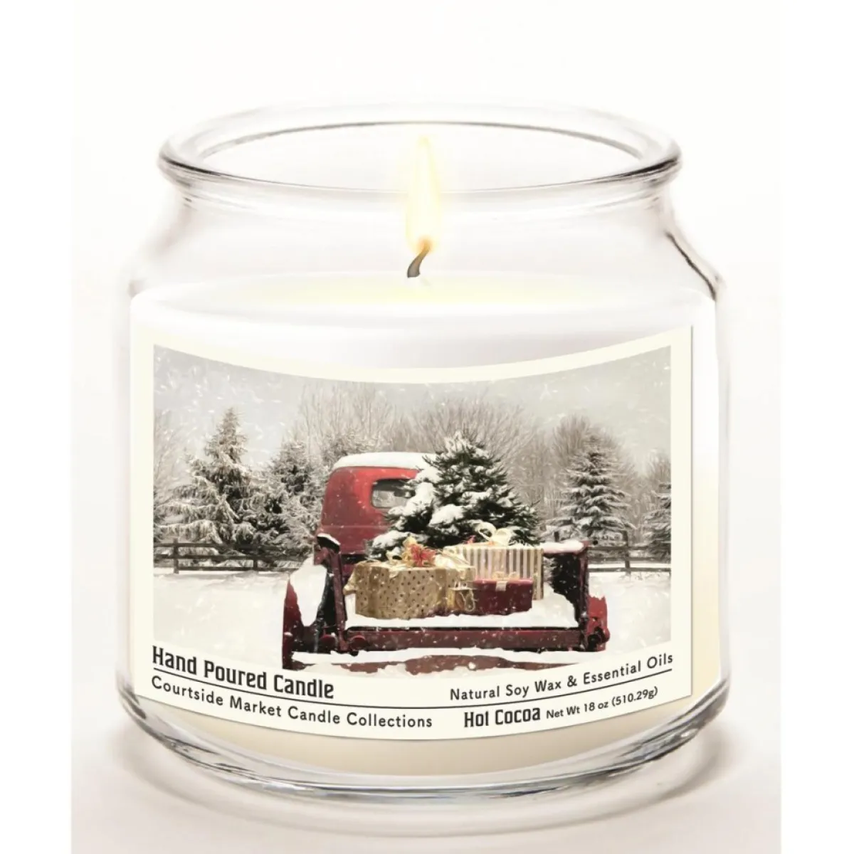 Courtside Market Candle W/ Essential Oils + Lid - Red Christmas Truck