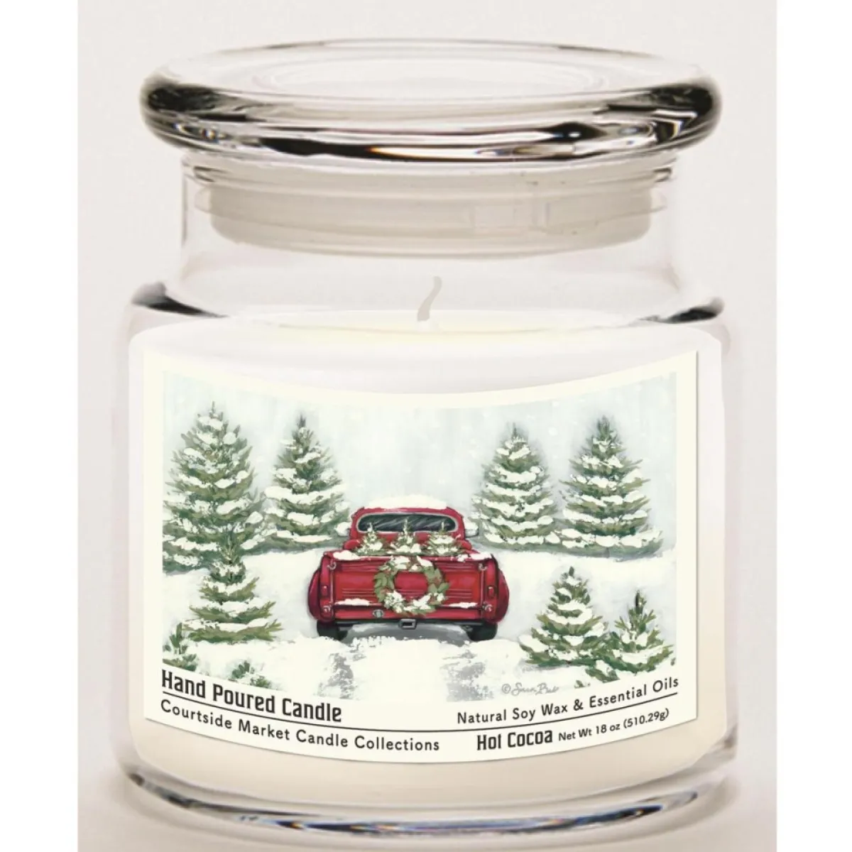 Courtside Market Candle W/ Essential Oils + Lid-Tree Farm Tradition Ii New