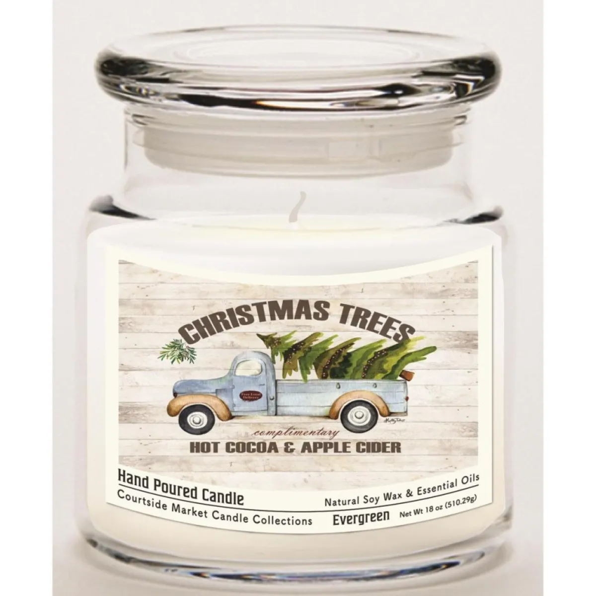 Courtside Market Candle W/Essential Oils + Lid-Christmas Trees All Day Discount