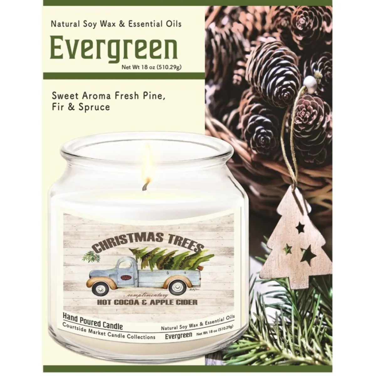 Courtside Market Candle W/Essential Oils + Lid-Christmas Trees All Day Discount