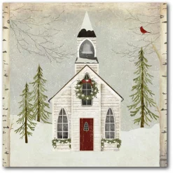 Courtside Market Canvas Wall Art - Snow Barn, 16" X 16" New