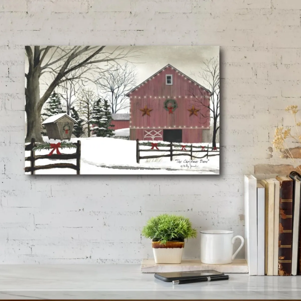 Courtside Market Christmas Red Barn Canvas Wall Art Outlet