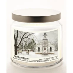 Courtside Market Christmas Chapel Infused Wax Candle With Silver Lid New