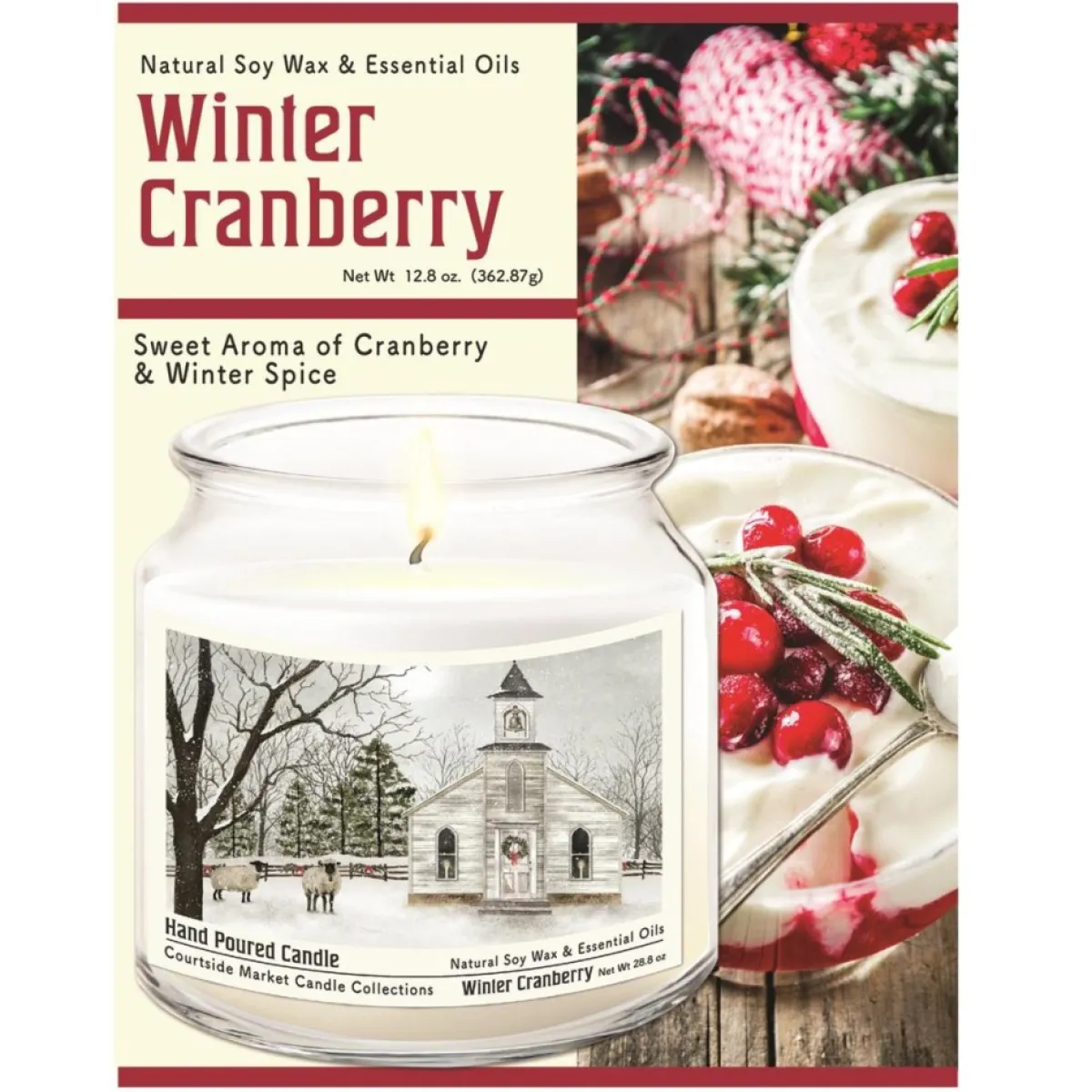 Courtside Market Christmas Chapel Infused Wax Candle With Silver Lid New