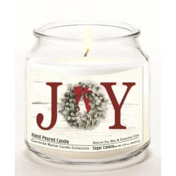 Courtside Market Christmas Joy Candle Glass Jar With Silver Lid Outlet