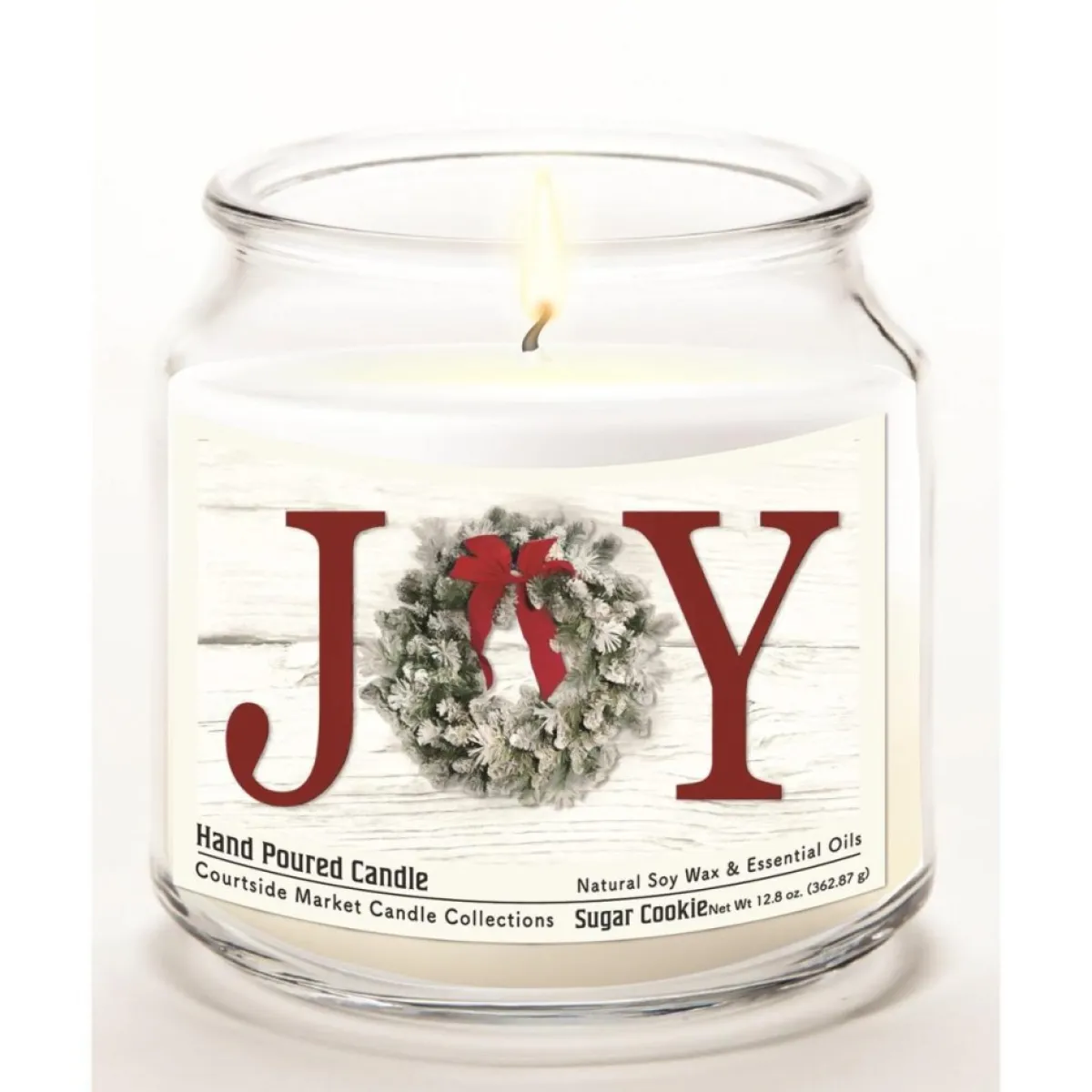 Courtside Market Christmas Joy Candle Glass Jar With Silver Lid Outlet