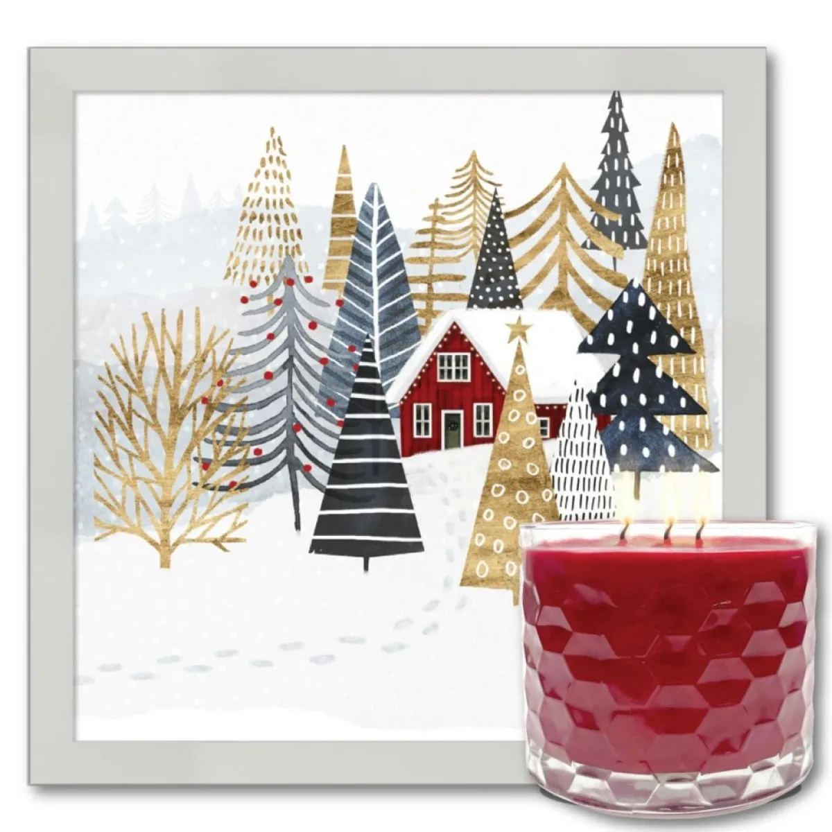 Courtside Market Christmas Chalet Artboard & 13.5 Oz. 3-Wick Candle Clearance