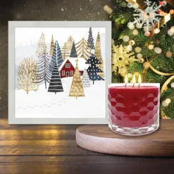 Courtside Market Christmas Chalet Artboard & 13.5 Oz. 3-Wick Candle Clearance