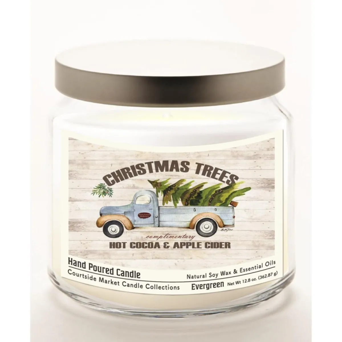Courtside Market Christmas Trees Infused Wax Candle With Lid New